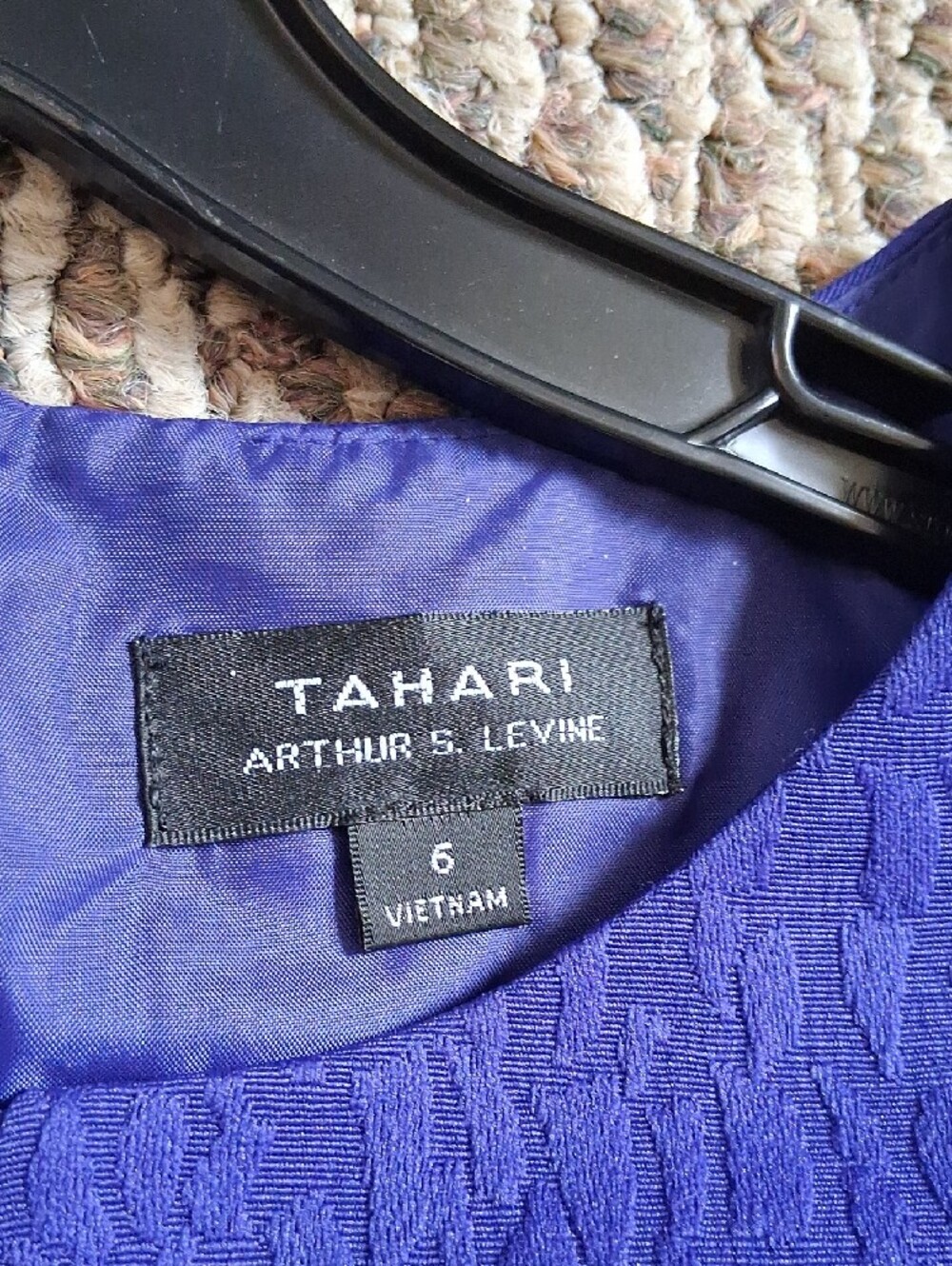 Tahari ASL Sleeveless Purple Textured Sheath Dress - Picture 3 of 9